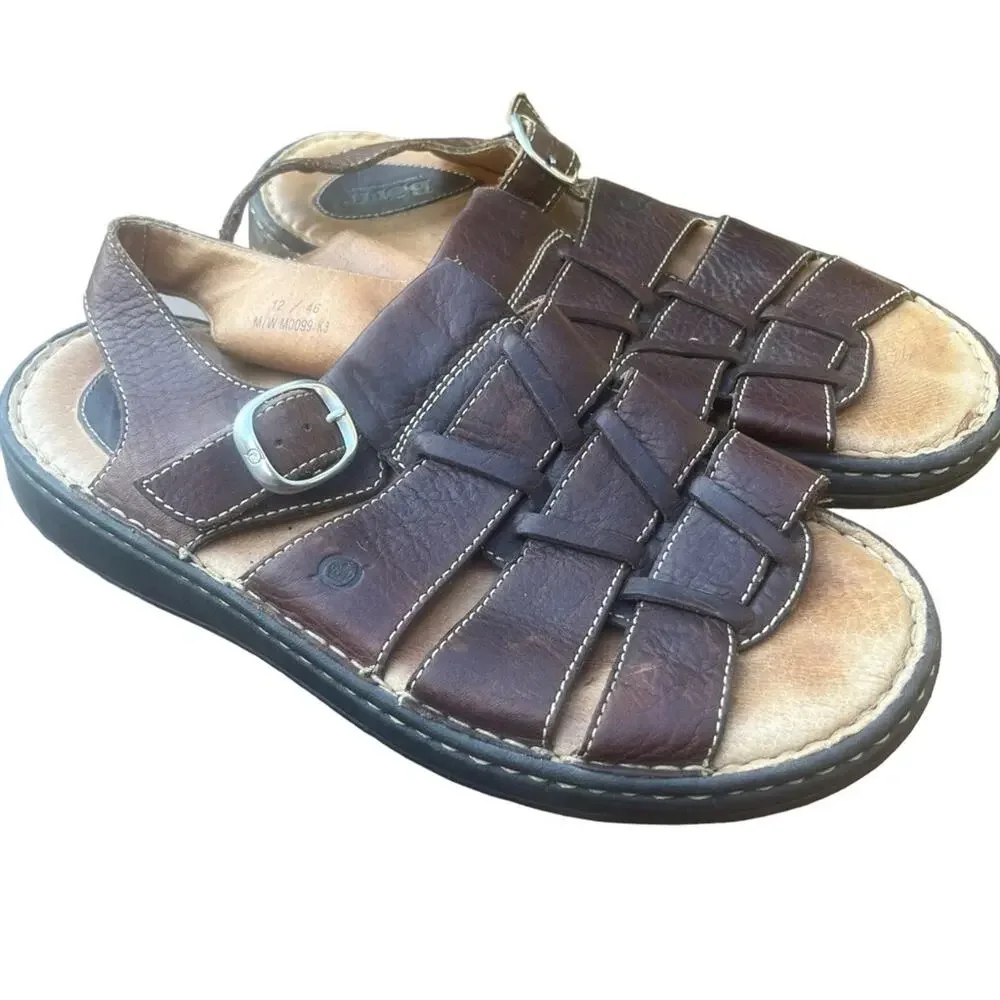 Born Brown Leather Chunky Open Toe Fisherman Gorpcore Outdoor Sandal 12